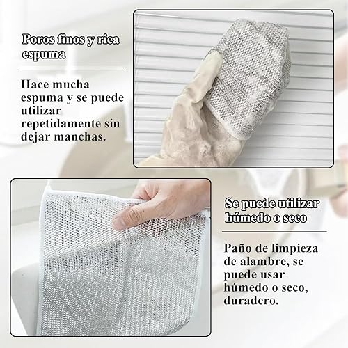 Pack 5 Paños Metálicos de Limpieza Profesional – 5 Trapos de alambre - Elimina Grasa y Óxido Fácilmente | Reutilizables y Antibacterianos