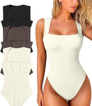 Body mujer sin manga con escote cuadrado beige L/XL