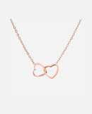Collar de doble anillo de corazón oro rosado