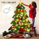 🎄 Árbol de Navidad de Fieltro con 25 Adornos + Luces LED 3m | Decoración Navideña DIY para Niños